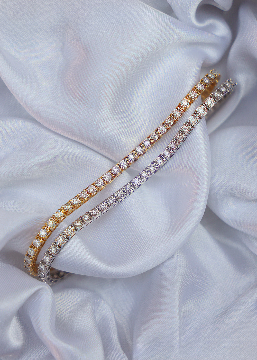 9ct Yellow and White Gold 1.00ct Diamond Tennis Illusion Set Bracelet
