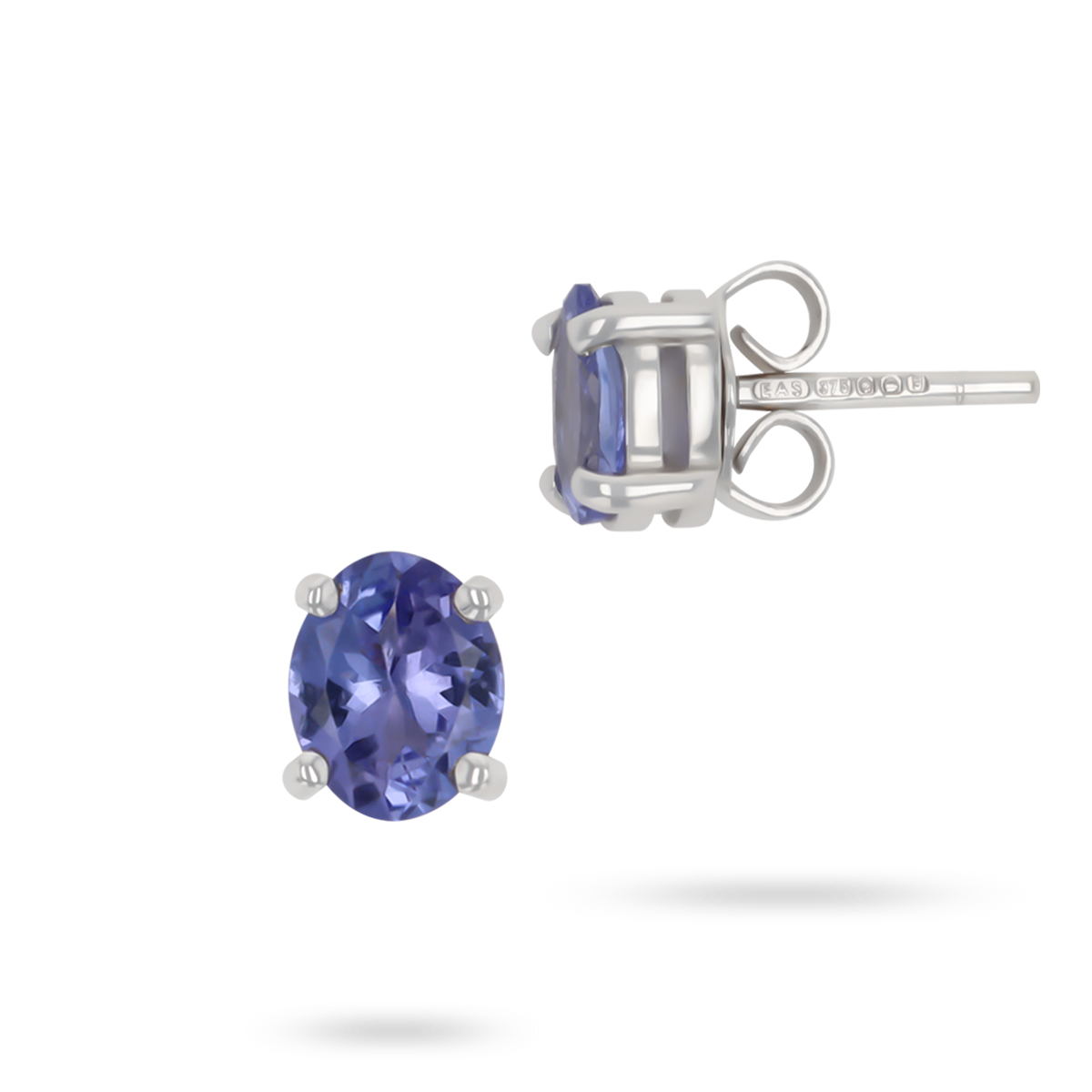 9ct White Gold Oval Shaped Tanzanite Solitaire Stud Earrings