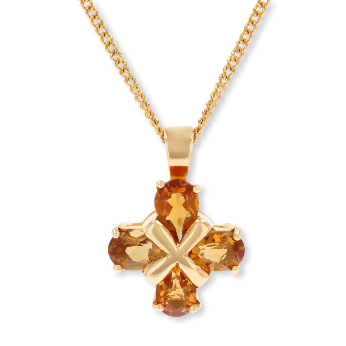 9ct Yellow Gold Citrine Kiss Pendant & Chain
