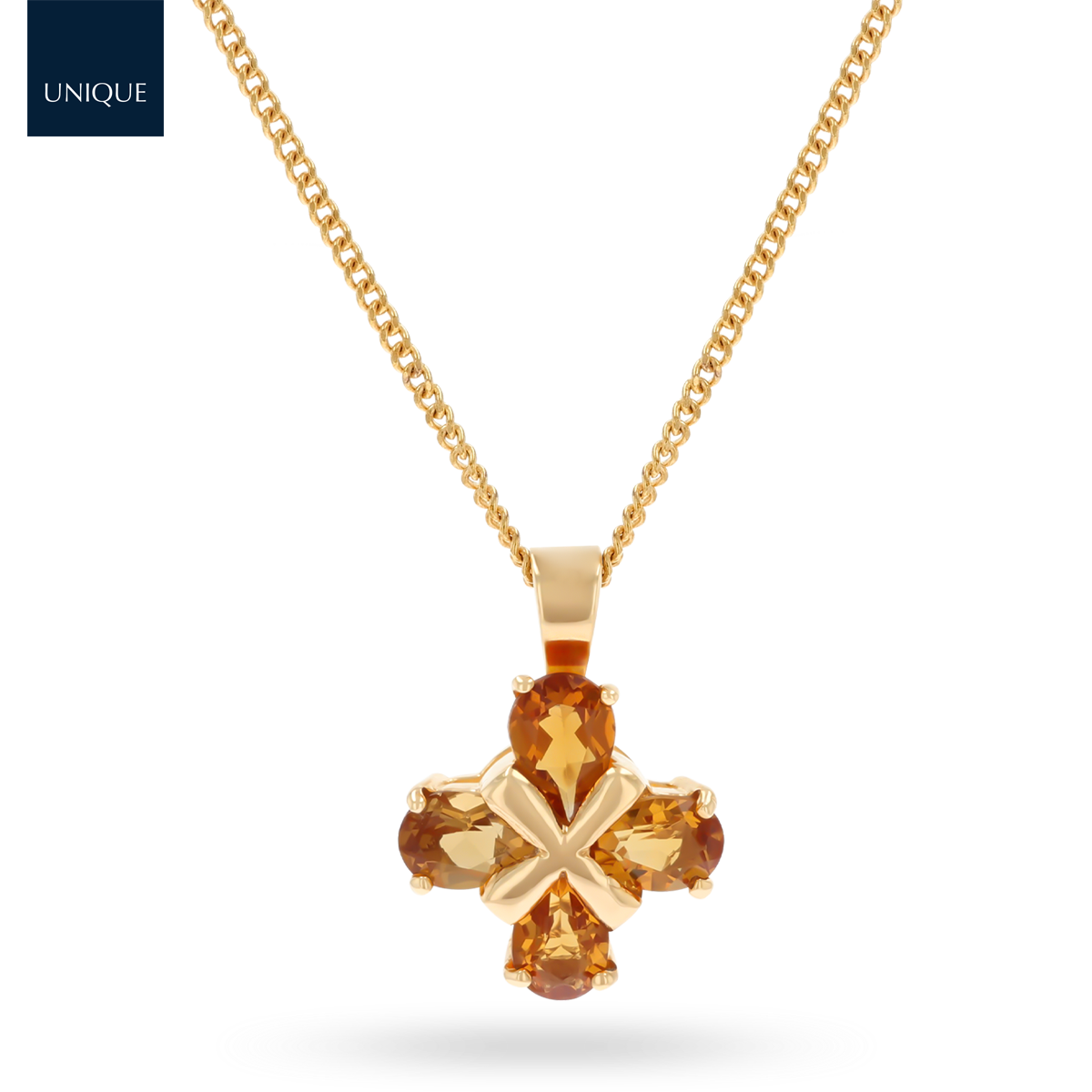 9ct Yellow Gold Citrine Kiss Pendant & Chain