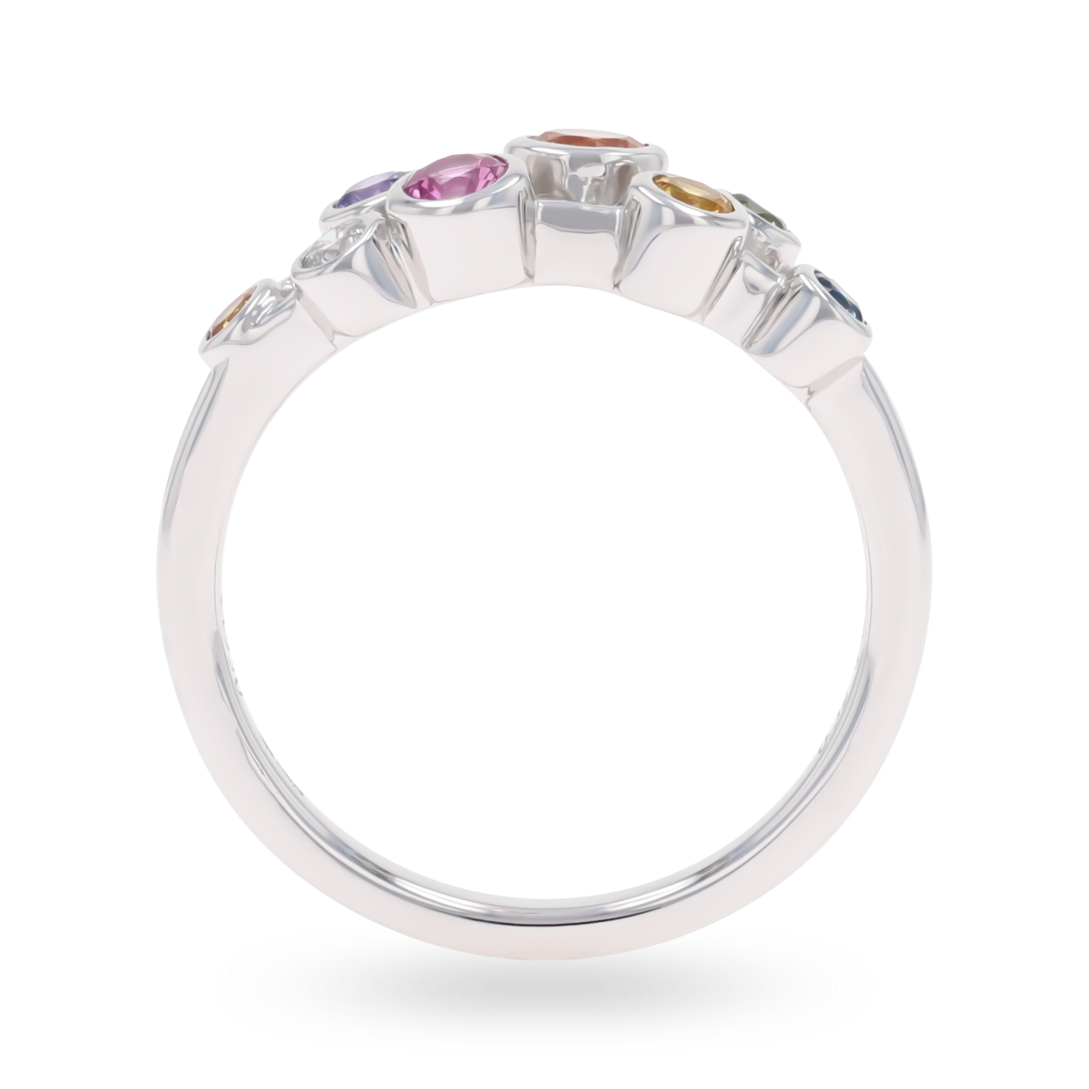 Platinum Two Strand Fancy Sapphire & Diamond Bubble Ring