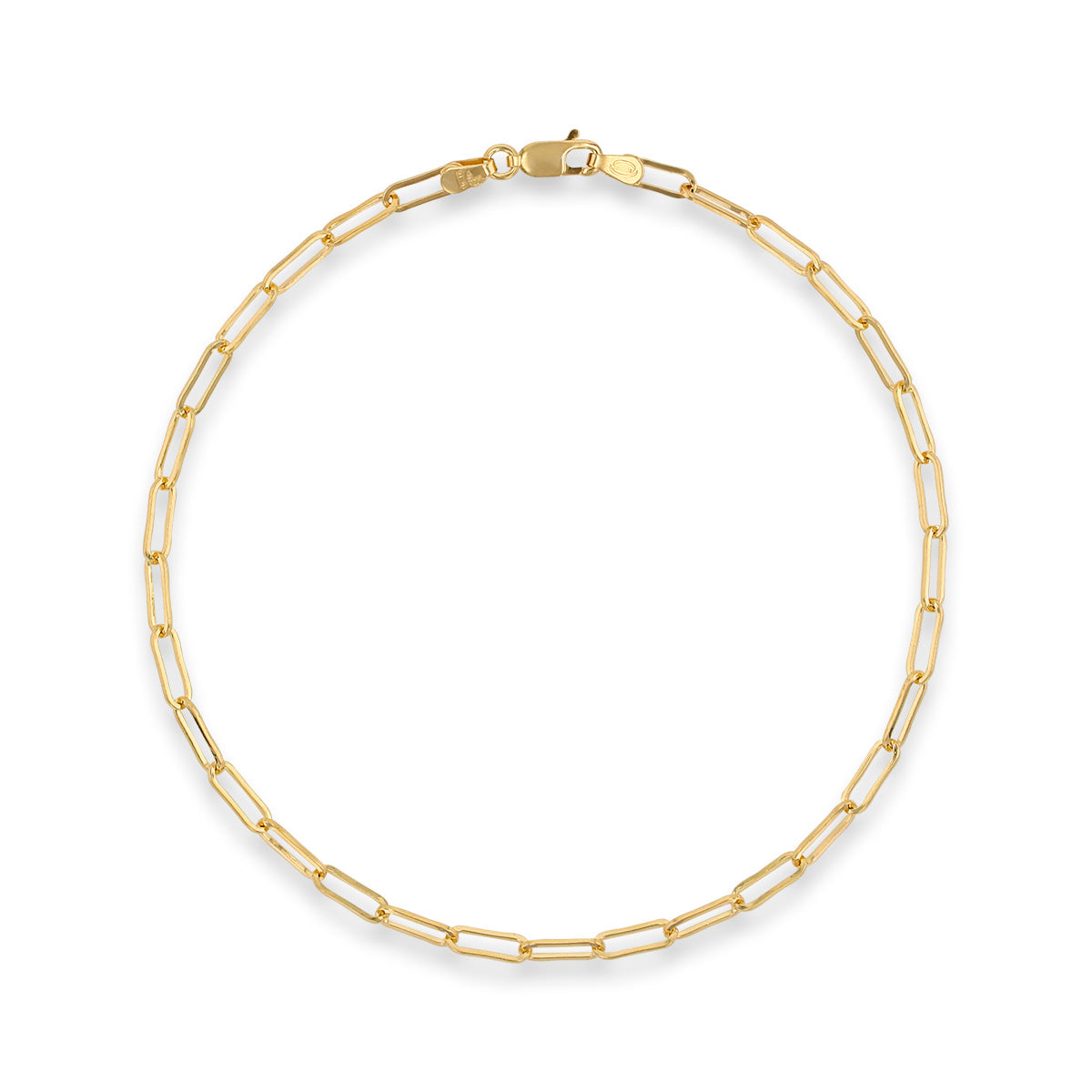 9ct Yellow Gold 3mm Paperclip Anklet