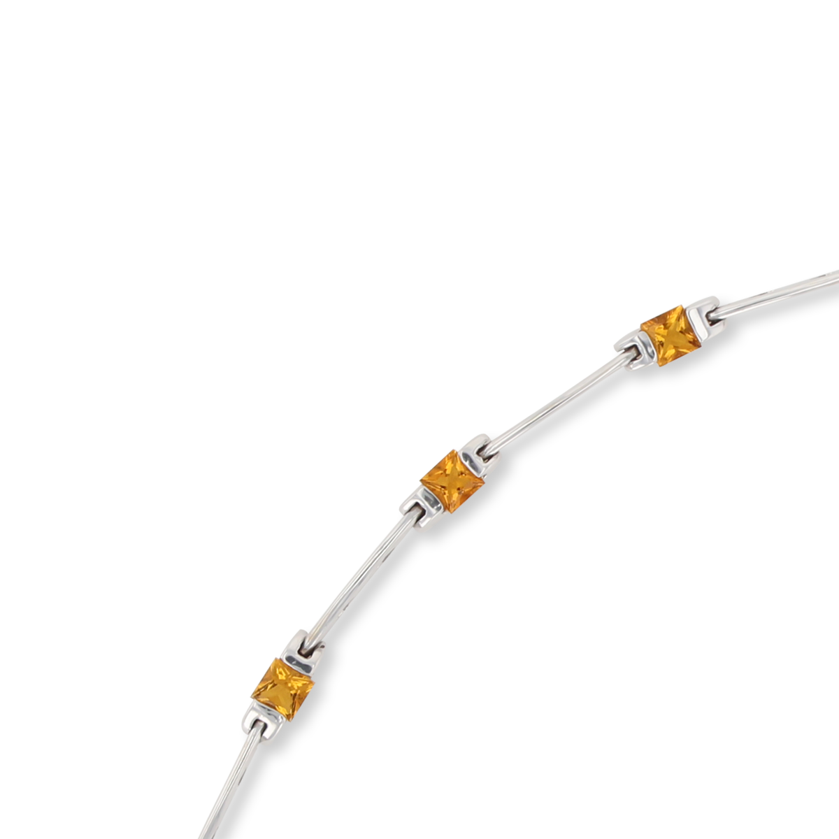 9ct White Gold Princess Cut Citrine Log Bracelet
