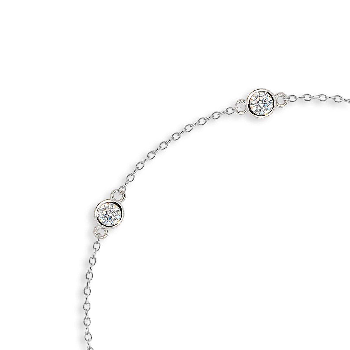 Sterling Silver Cubic Zirconia Station Bracelet