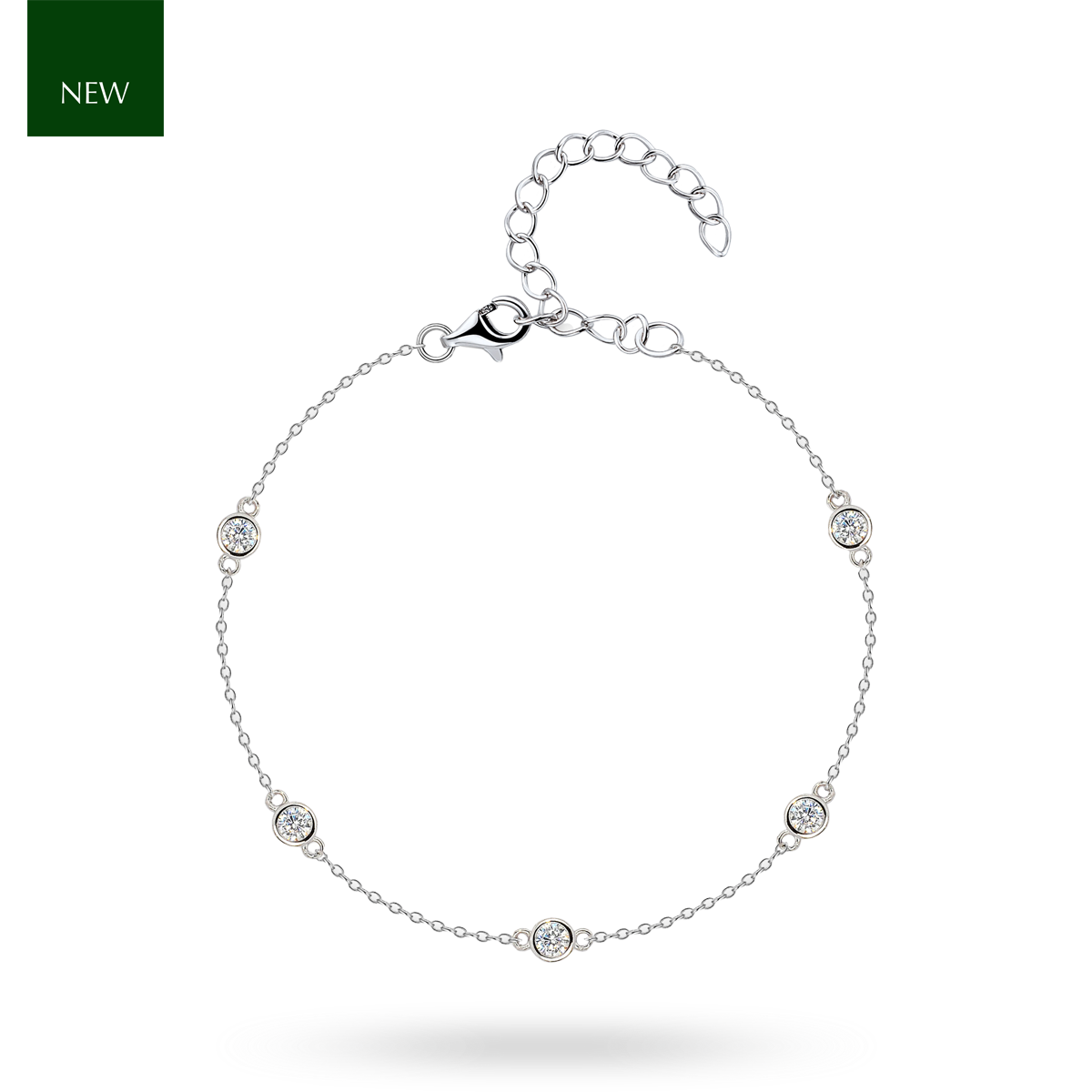 Sterling Silver Cubic Zirconia Station Bracelet