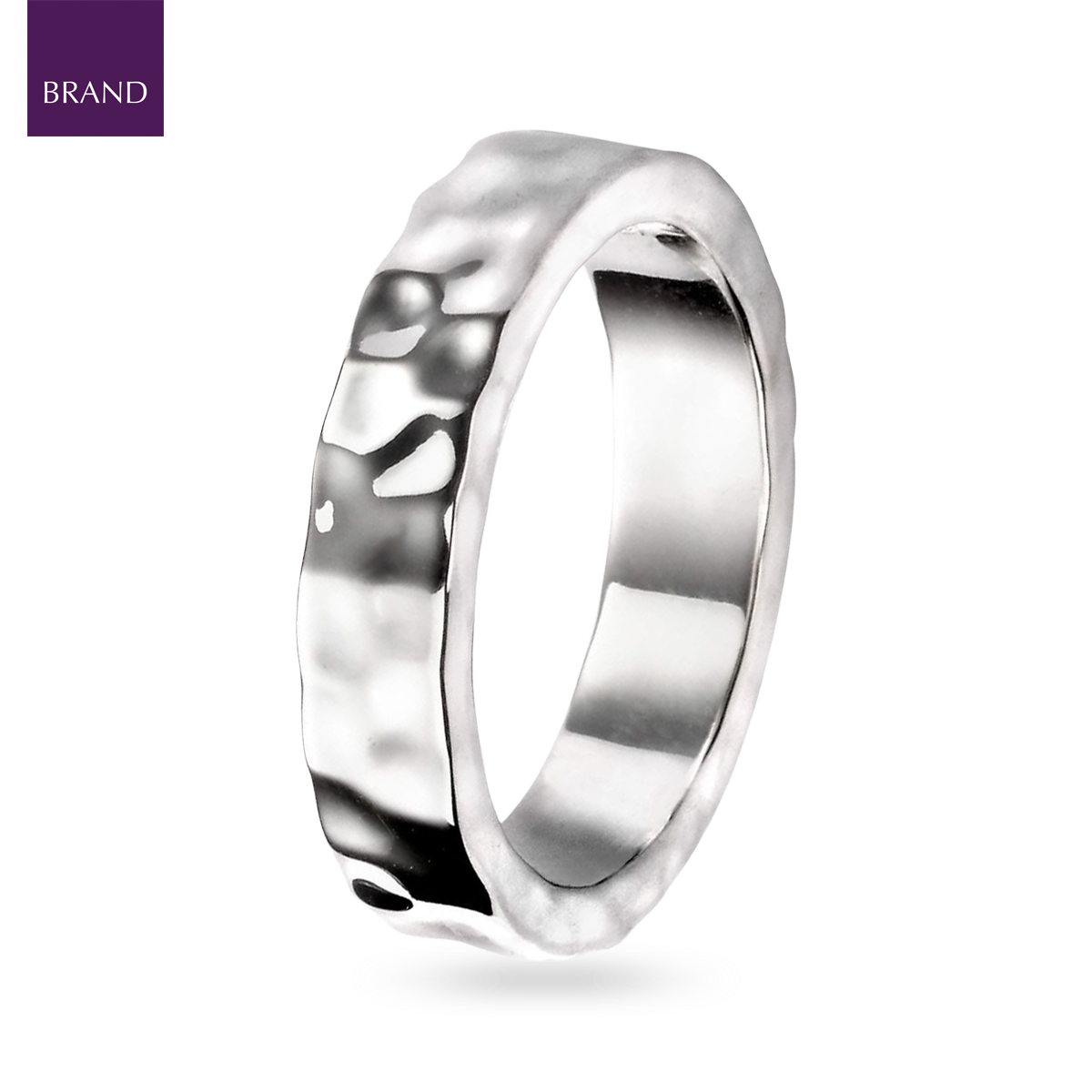 Sterling Silver Plain Hammered Band