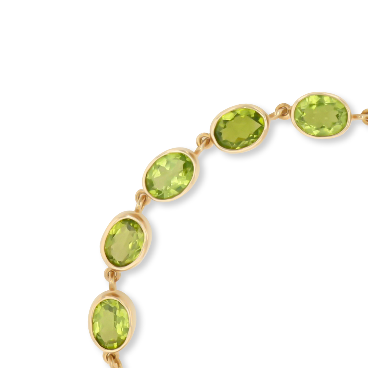 9ct Yellow Gold Peridot Bezel Set Bracelet