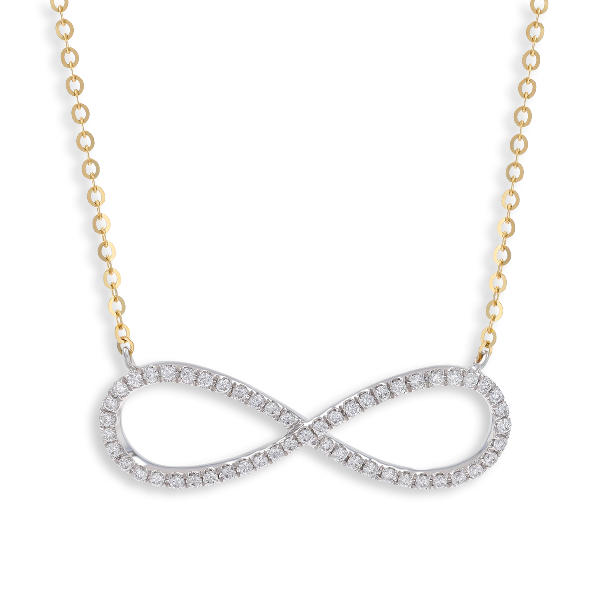 18ct Yellow & White Gold Diamond Set Infinity Necklace