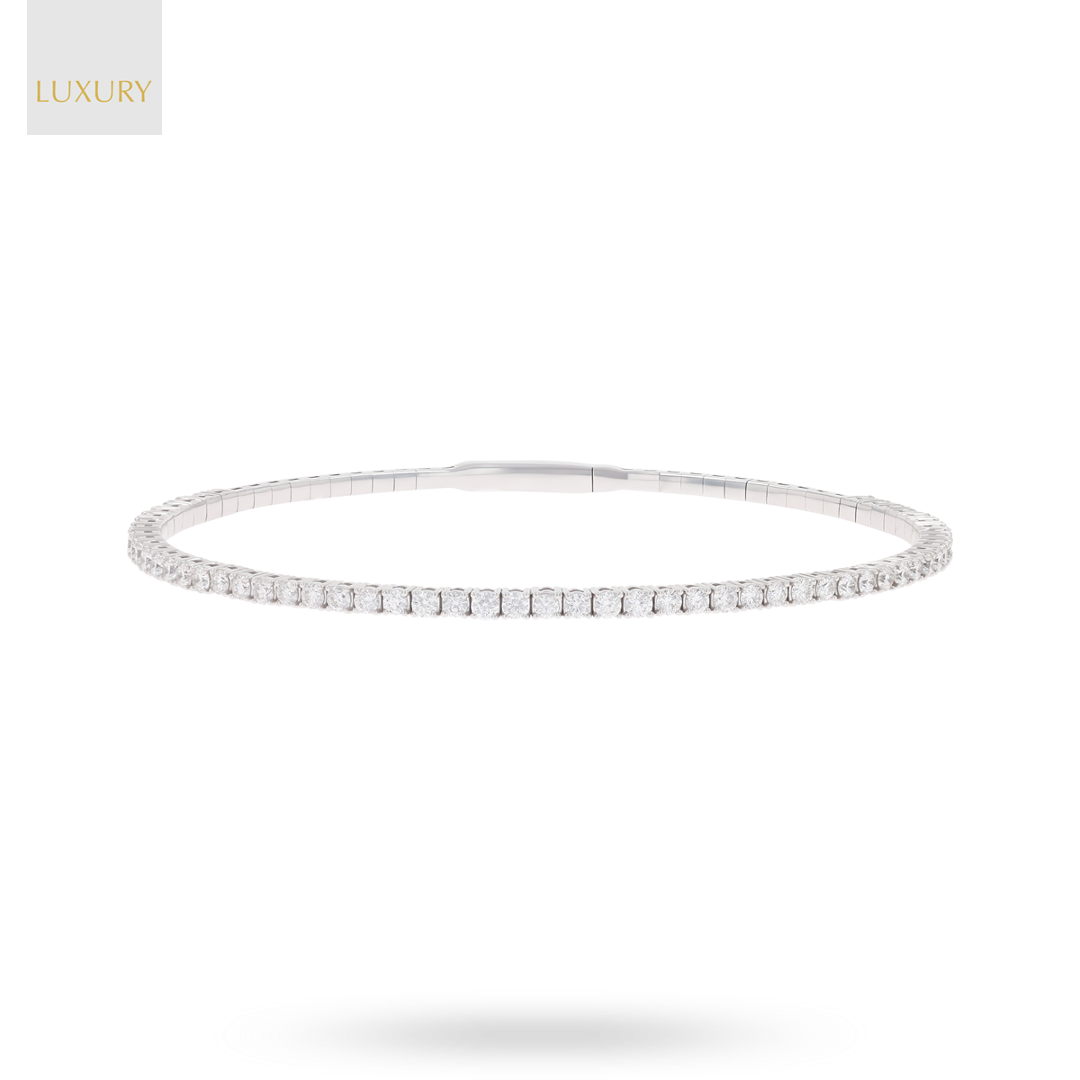 9ct White Gold Diamond Tennis Flexible Bangle