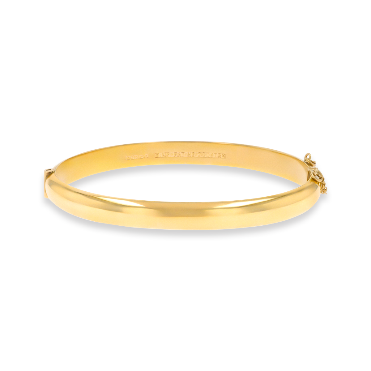 9ct Yellow Gold 6.5mm Hollow Diamond Cut Hinged Bangle