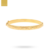 9ct Yellow Gold 6.5mm Hollow Diamond Cut Hinged Bangle