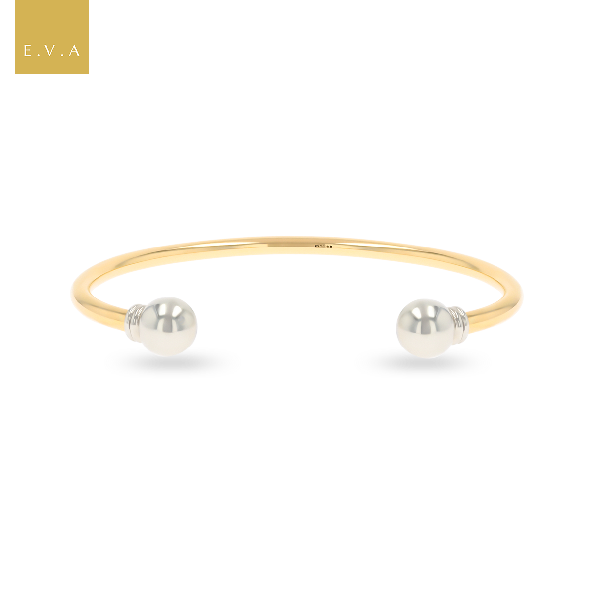 9ct Yellow & White Gold 3mm Solid Torque Bangle