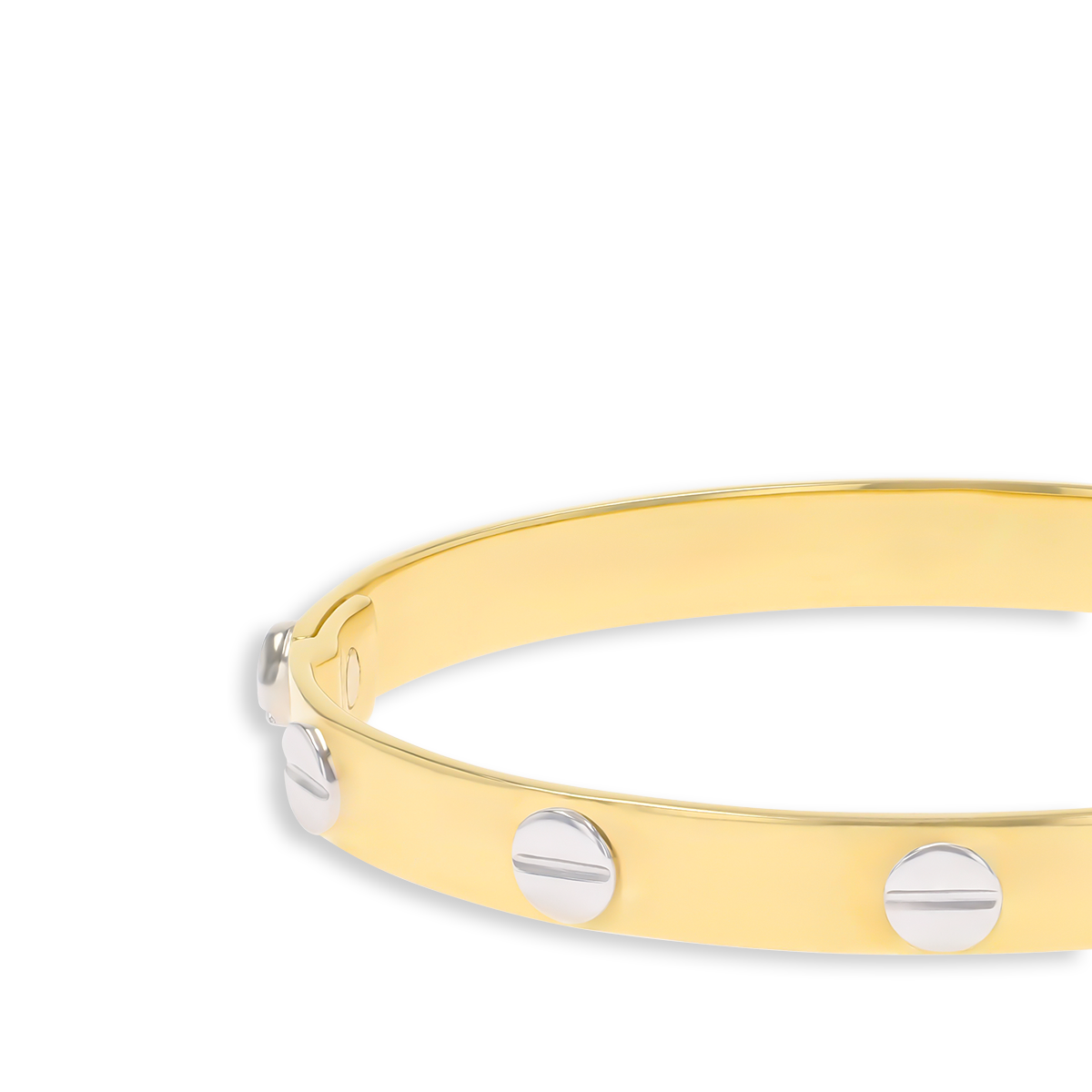 9ct Two Colour Gold 6.5mm Solid Screw Bangle