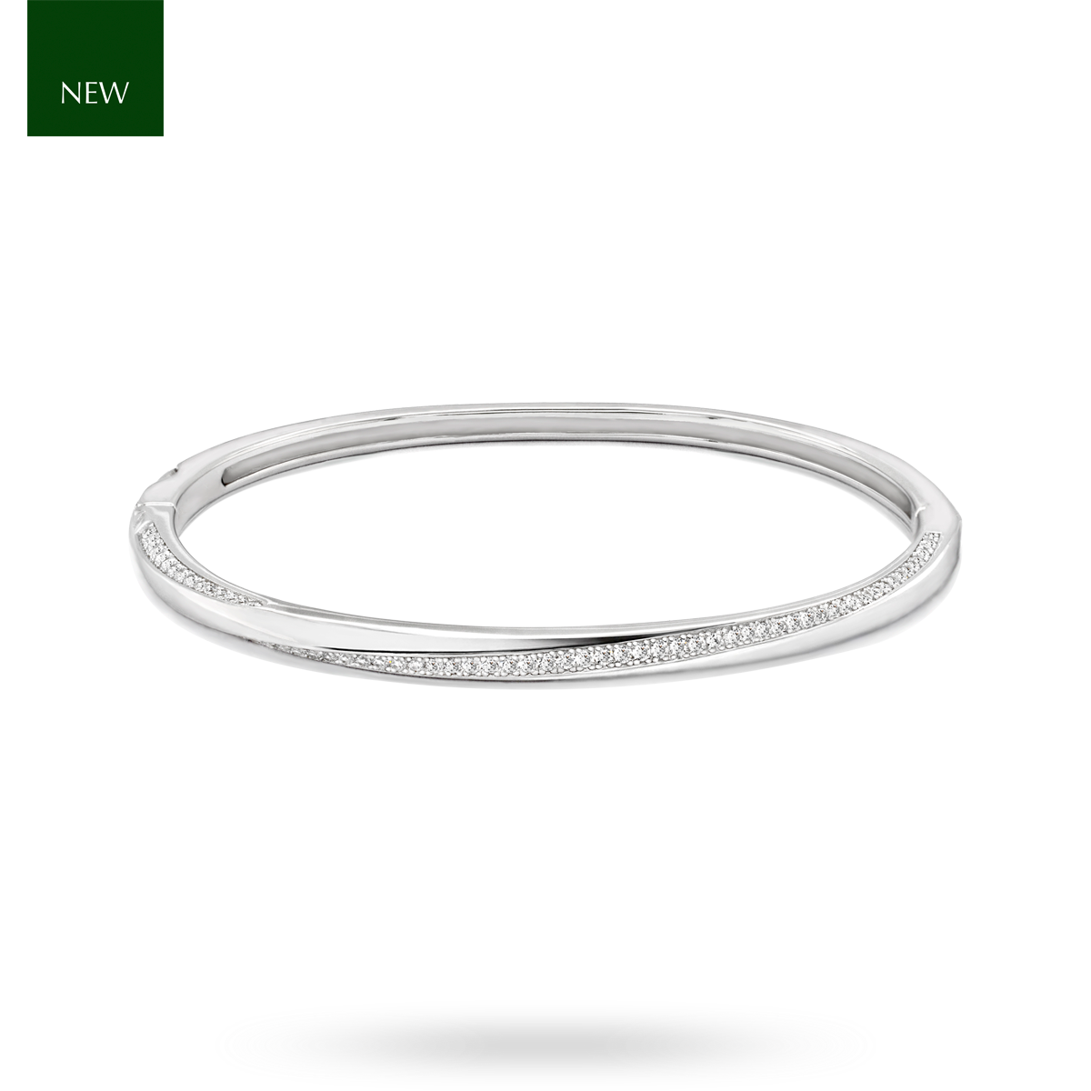 Sterling Silver Cubic Zirconia Twisted Hinged Bangle