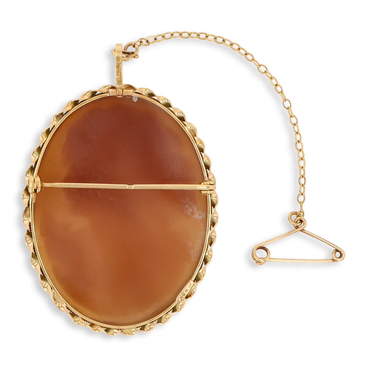 9ct Yellow Gold 39x30mm Oval Shaped Shell Cameo Brooch