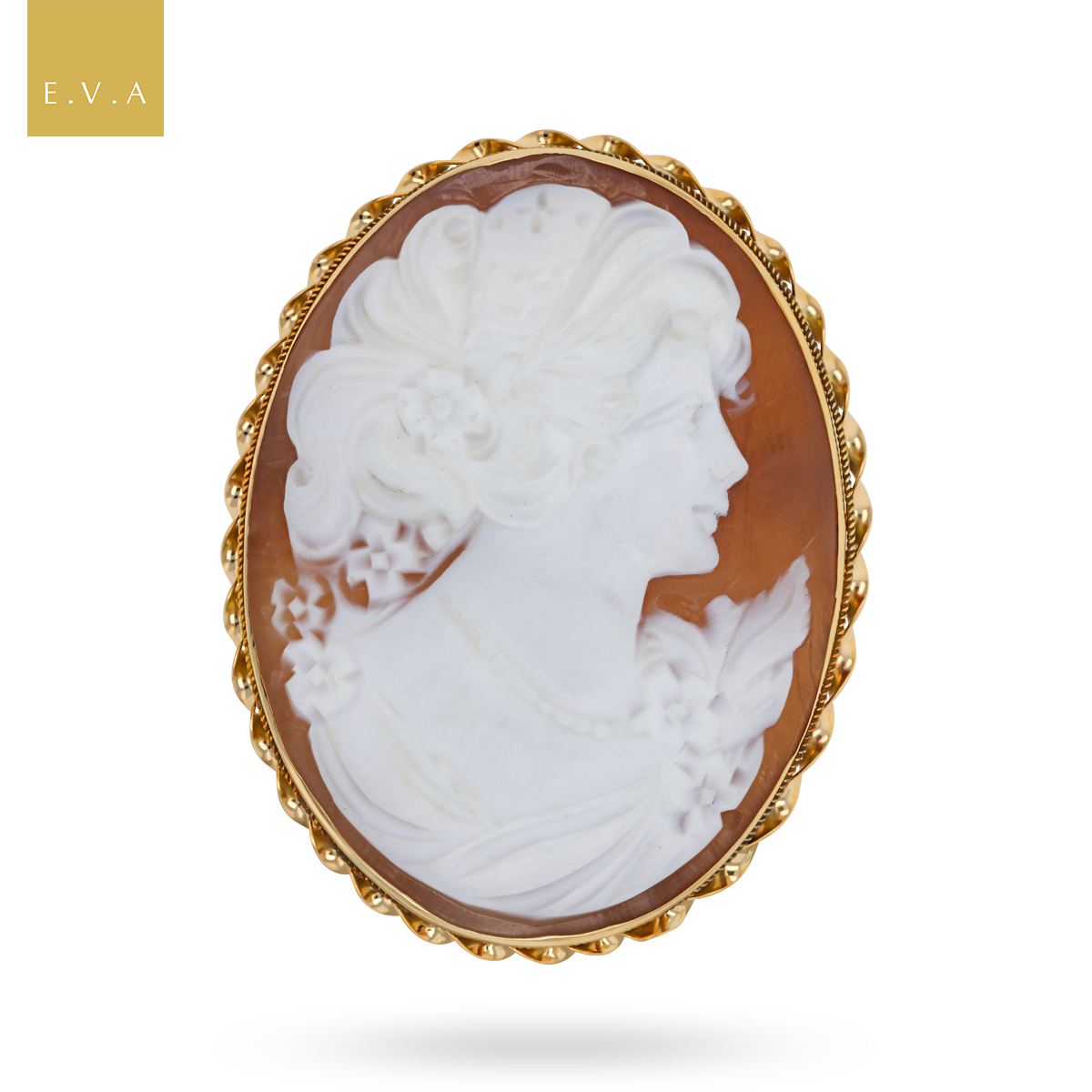 9ct Yellow Gold 39x30mm Oval Shaped Shell Cameo Brooch