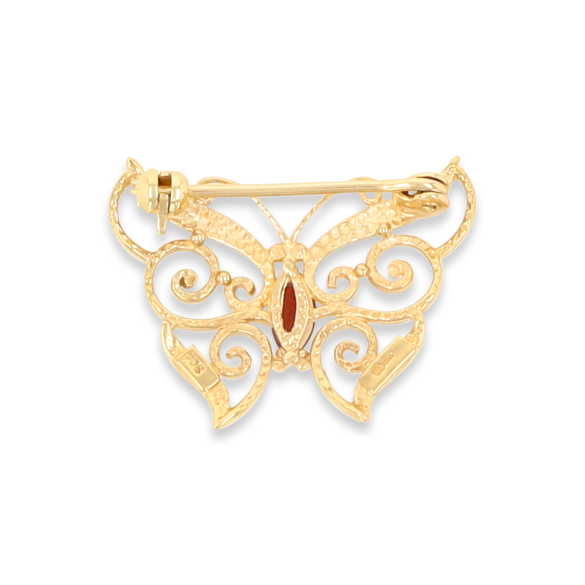 9ct Yellow Gold Garnet Set Butterfly Brooch