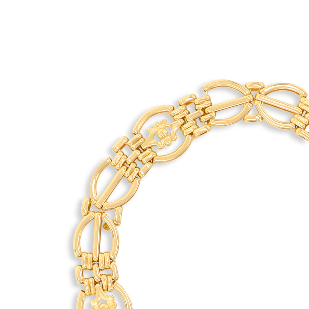 14ct Yellow Gold 7.5" Evil Eye Gate Bracelet