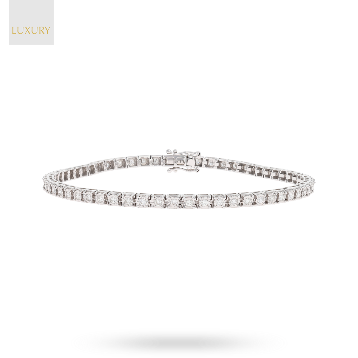 9ct White Gold 1.00ct Diamond Tennis Illusion Set Bracelet