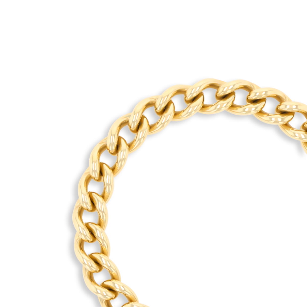 9ct Yellow Gold Heavy Curb Link Charm Bracelet