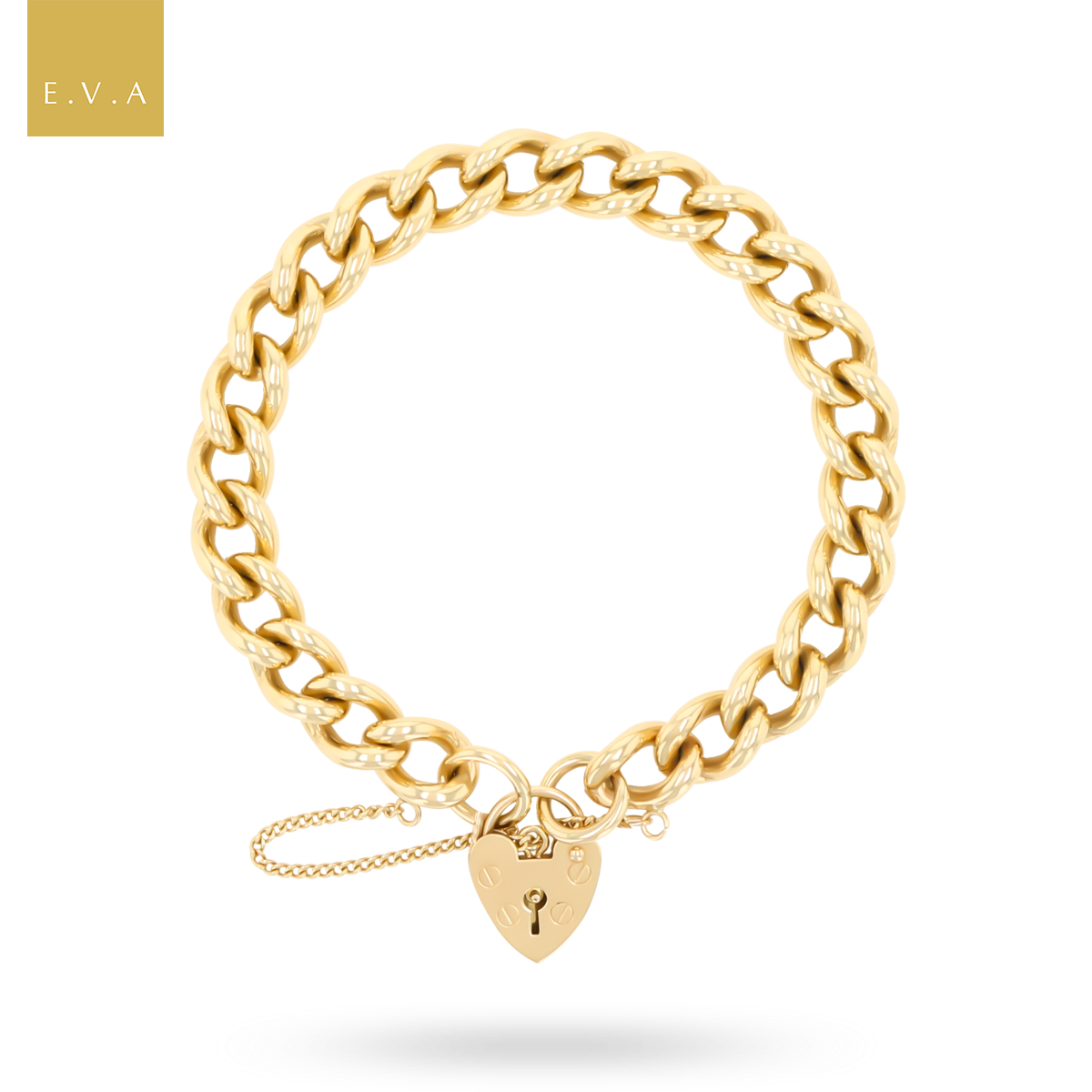 9ct Yellow Gold Heavy Curb Link Charm Bracelet
