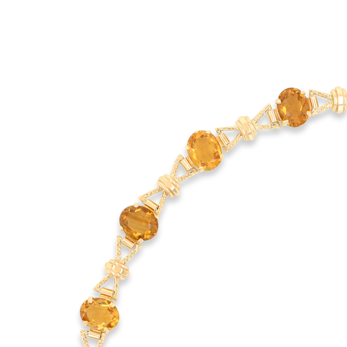 9ct Yellow Gold Ornate Citrine Bow Link Bracelet