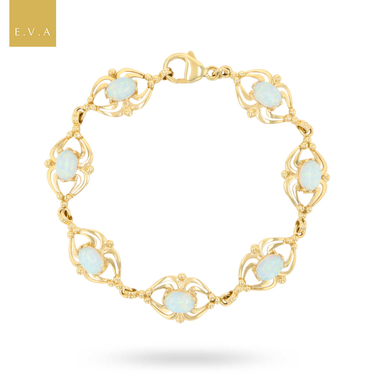 9ct Yellow Gold "Synthetic" Opal Openwork Bracelet