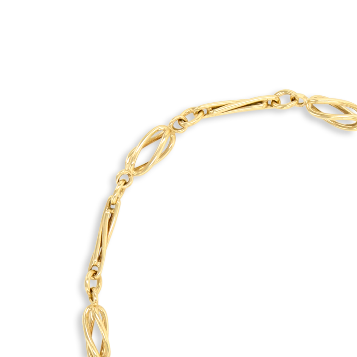9ct Yellow Gold Twist Cage Interlocking Link Bracelet