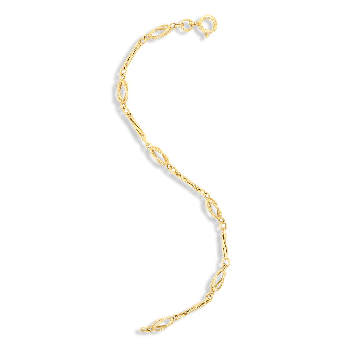 9ct Yellow Gold Twist Cage Interlocking Link Bracelet