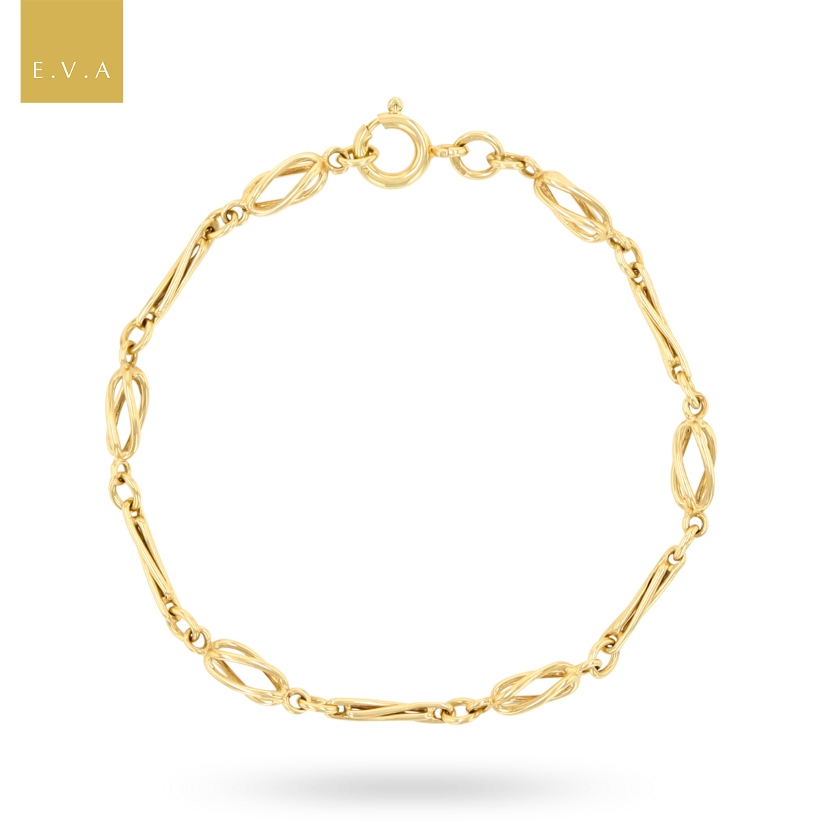 9ct Yellow Gold Twist Cage Interlocking Link Bracelet