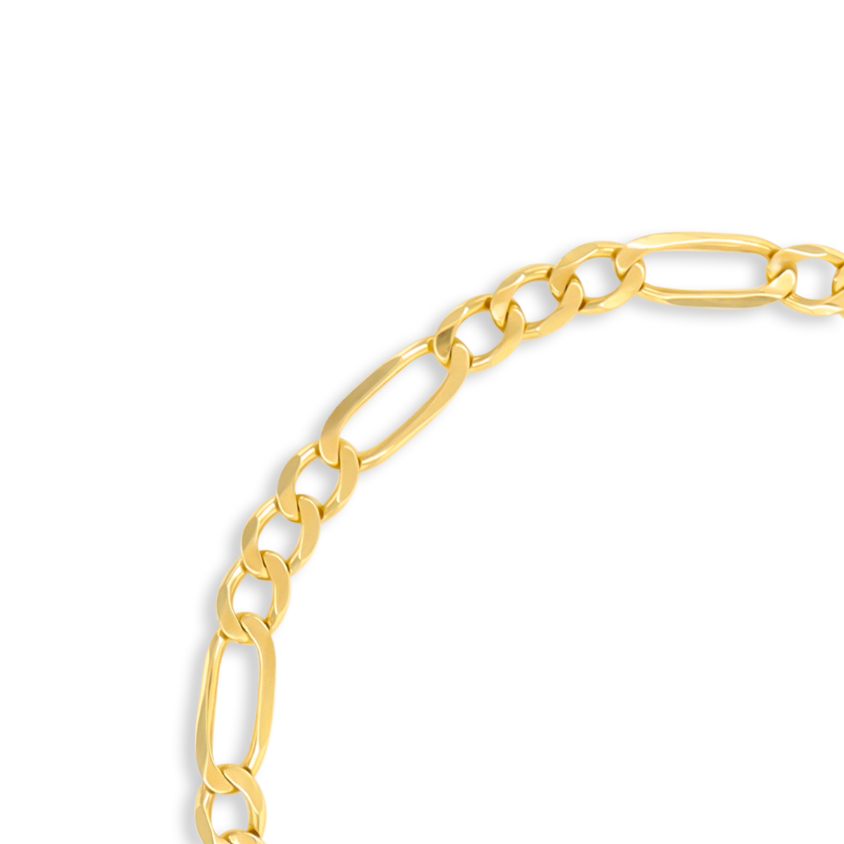 9ct Yellow Gold 7.75" 4.9mm Bevelled Figaro Bracelet
