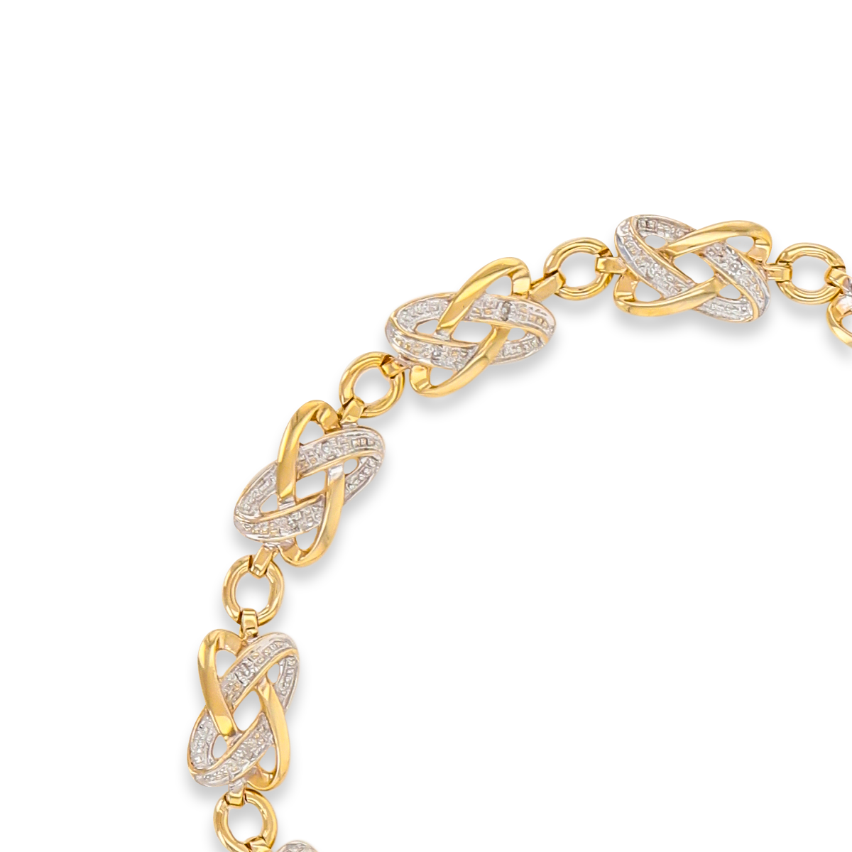 9ct Yellow Gold Diamond Set Knot Link Bracelet