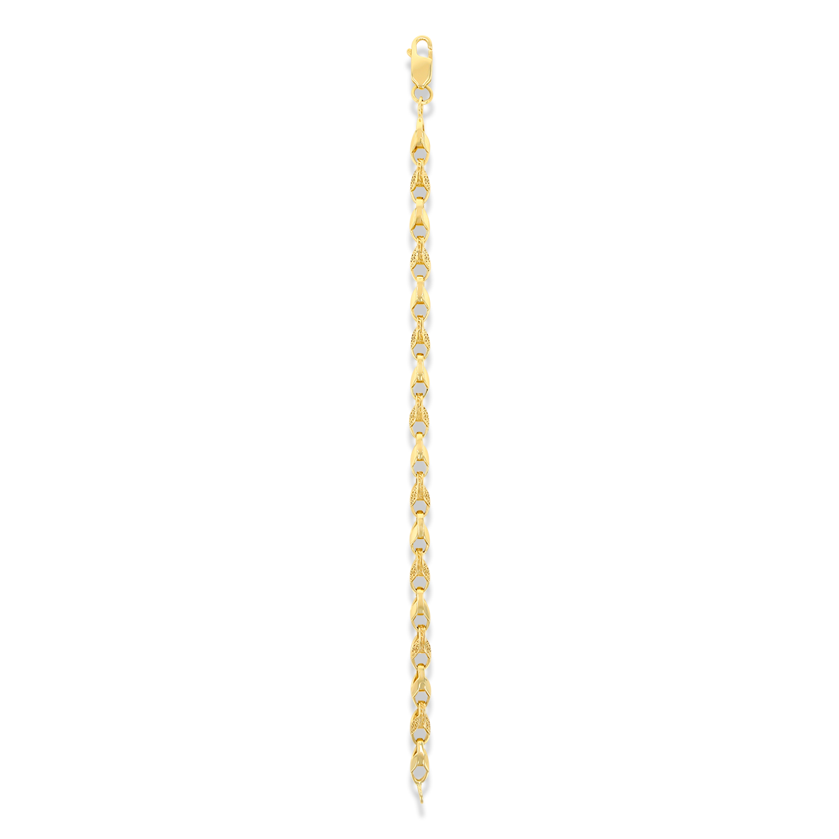 9ct Yellow Gold 5mm Plain & Engraved Tulip Link Bracelet