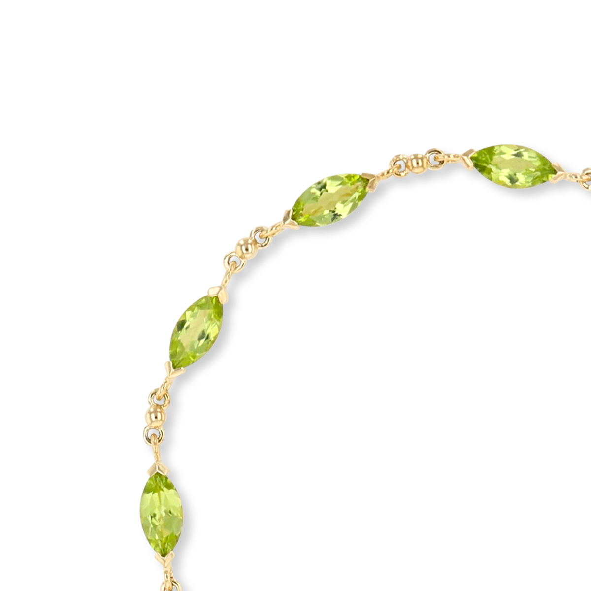 9ct Yellow Gold Marquise Shaped Peridot Bracelet
