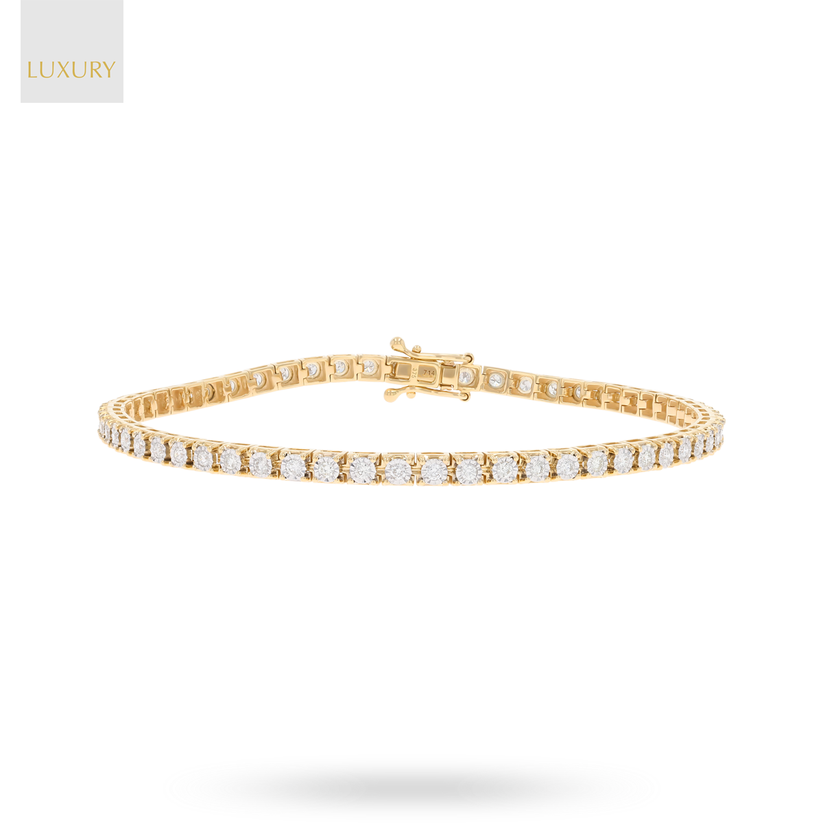 9ct Yellow Gold 1.00ct Diamond Tennis Illusion Set Bracelet