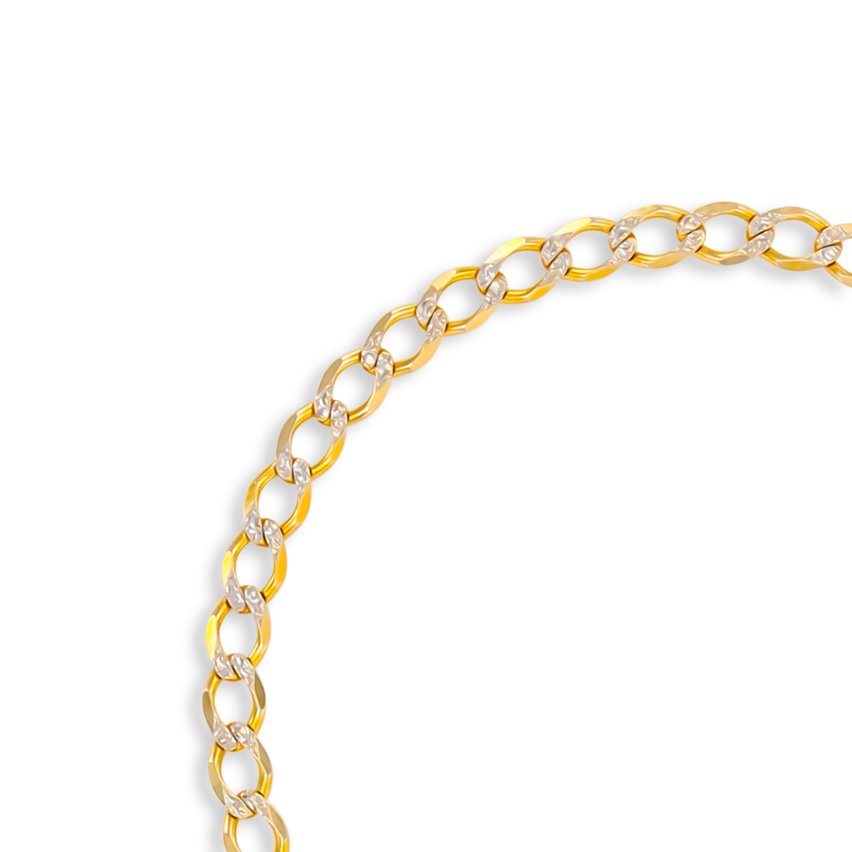 9ct Yellow & White Gold 4mm Diamond Cut Curb Bracelet