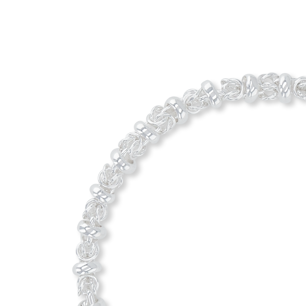 Sterling Silver Byzantine & Beaded Link Bracelet