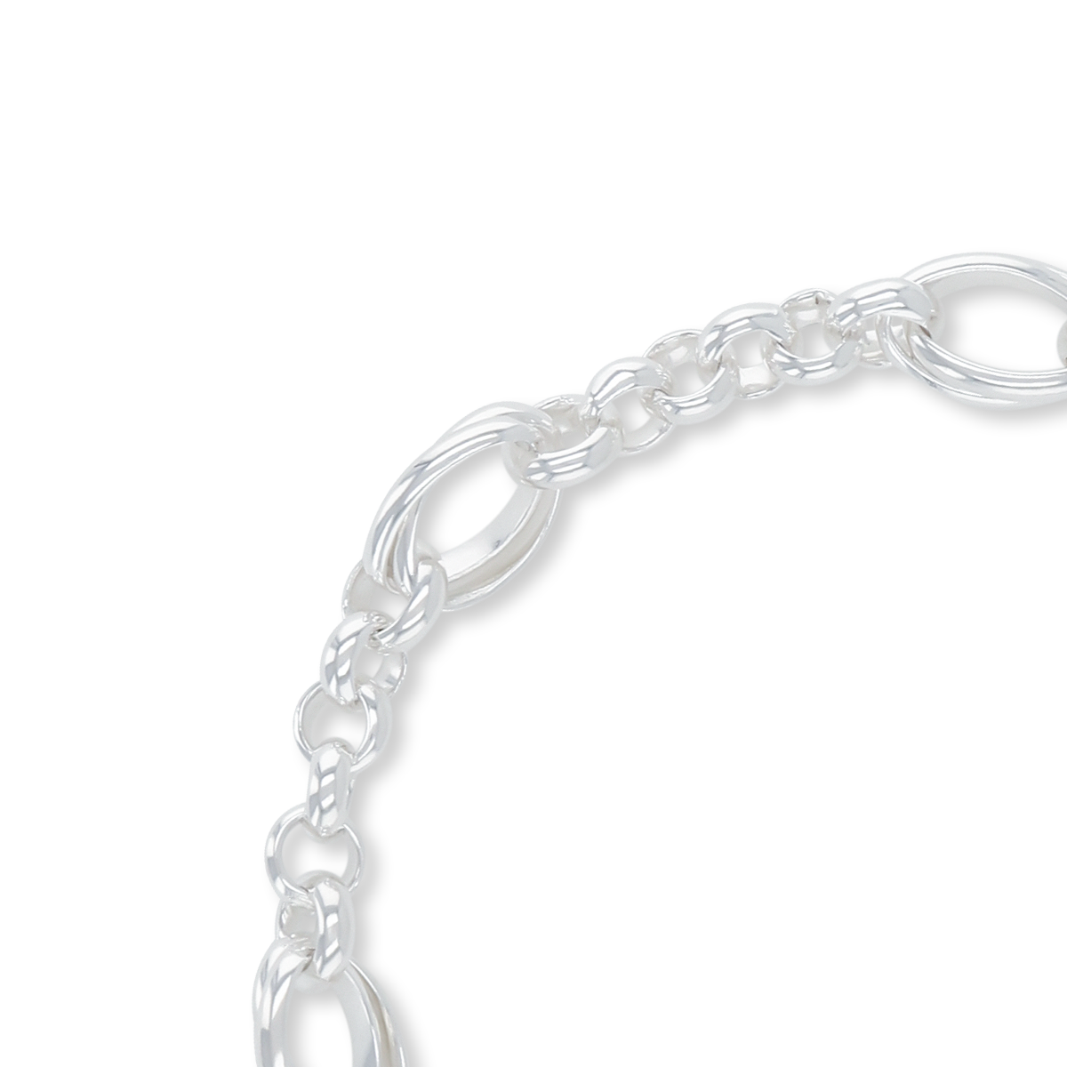 Sterling Silver Round Belcher & Interlocking Oval Link Bracelet