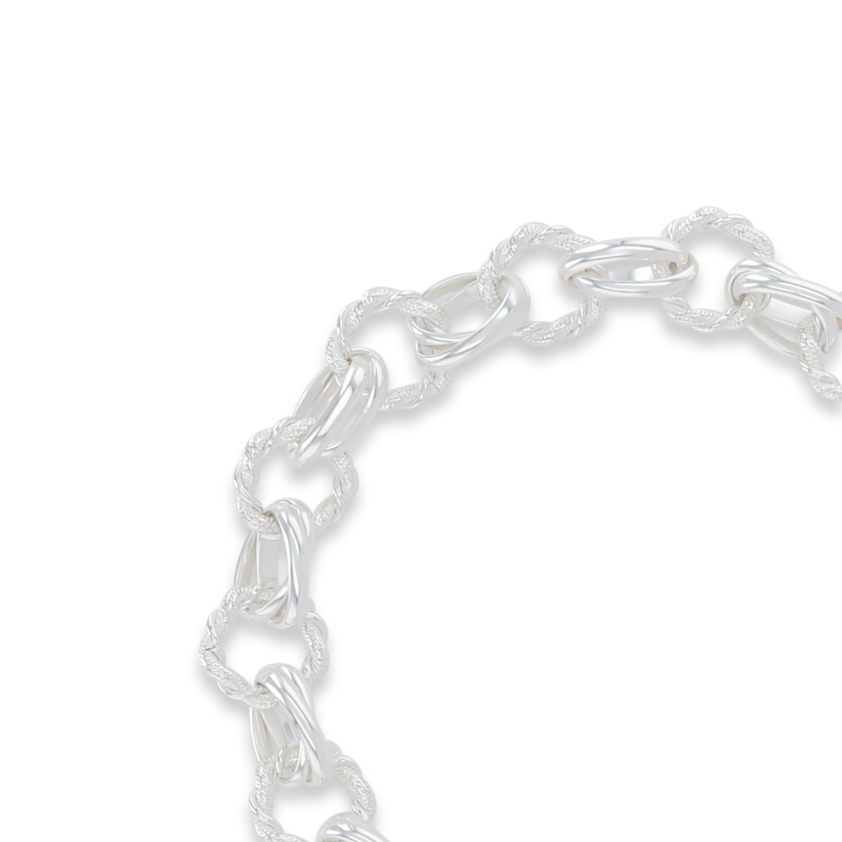 Sterling Silver 10mm Fancy Round Twist Link Bracelet