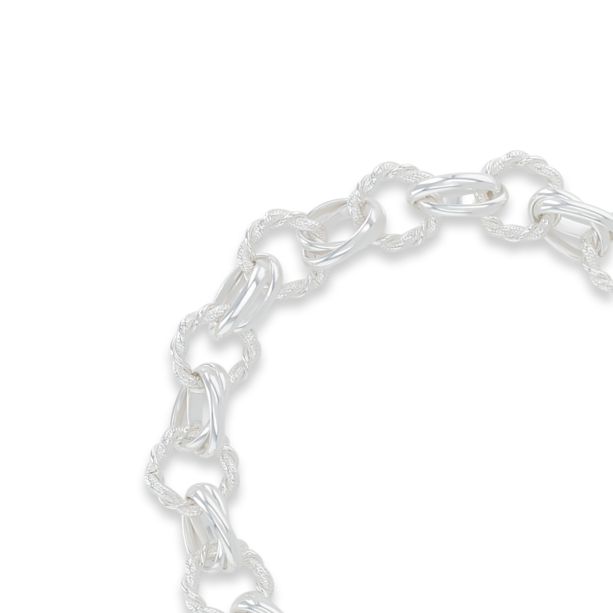 Sterling Silver 10mm Fancy Round Twist Link Bracelet
