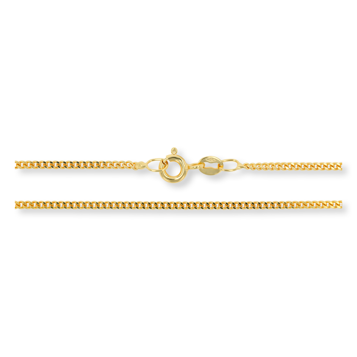 9ct Yellow Gold 1.5mm Close Curb Chain