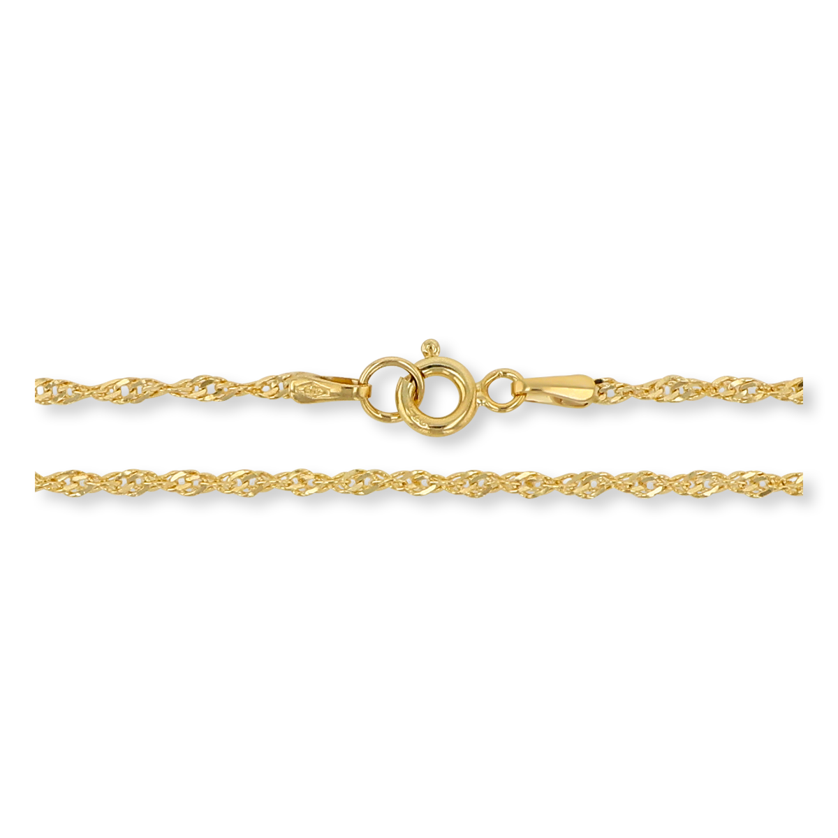 9ct Yellow Gold 2mm Diamond Cut Singapore Twist Chain - Clasp