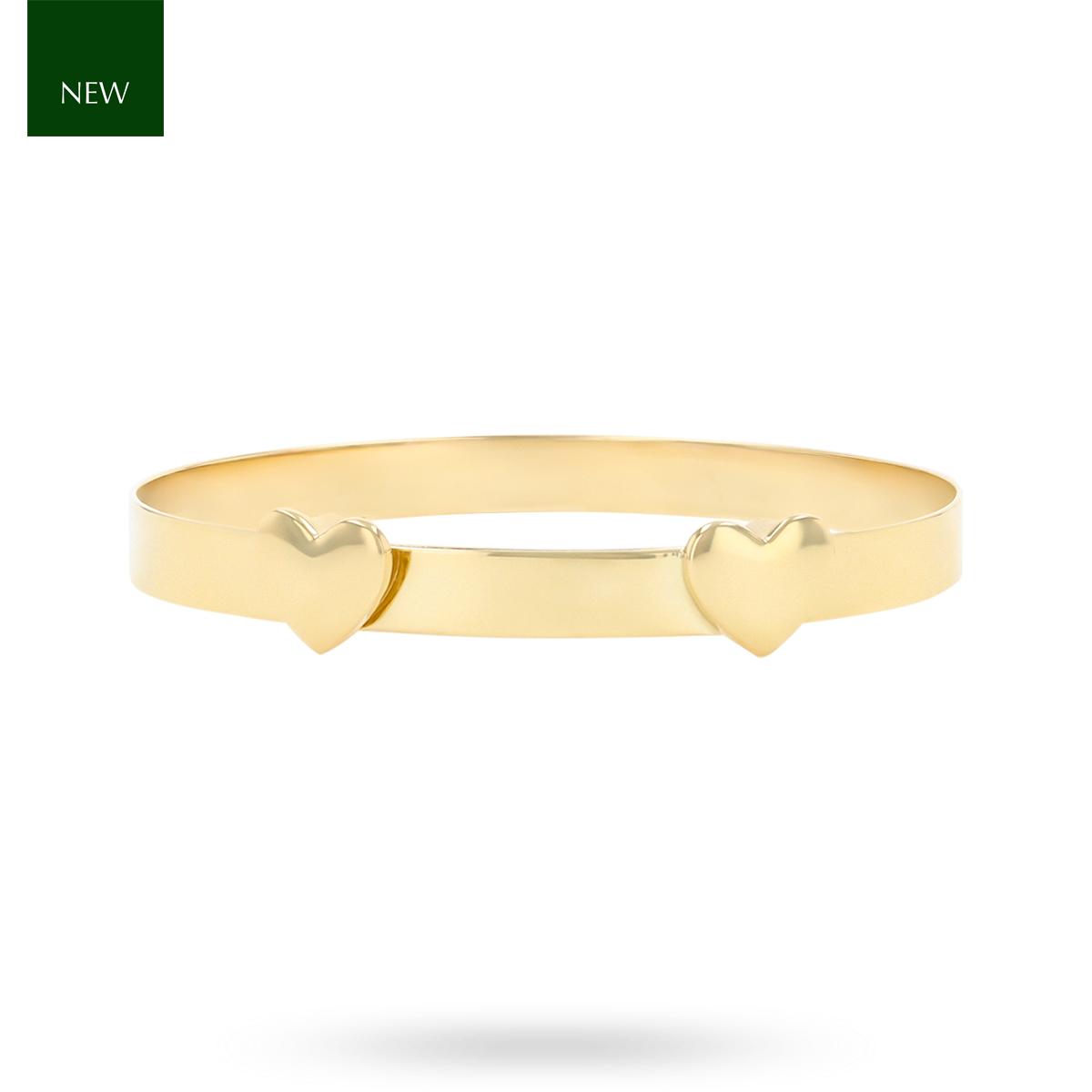 9ct Yellow Gold Double Heart Expandable Baby Bangle