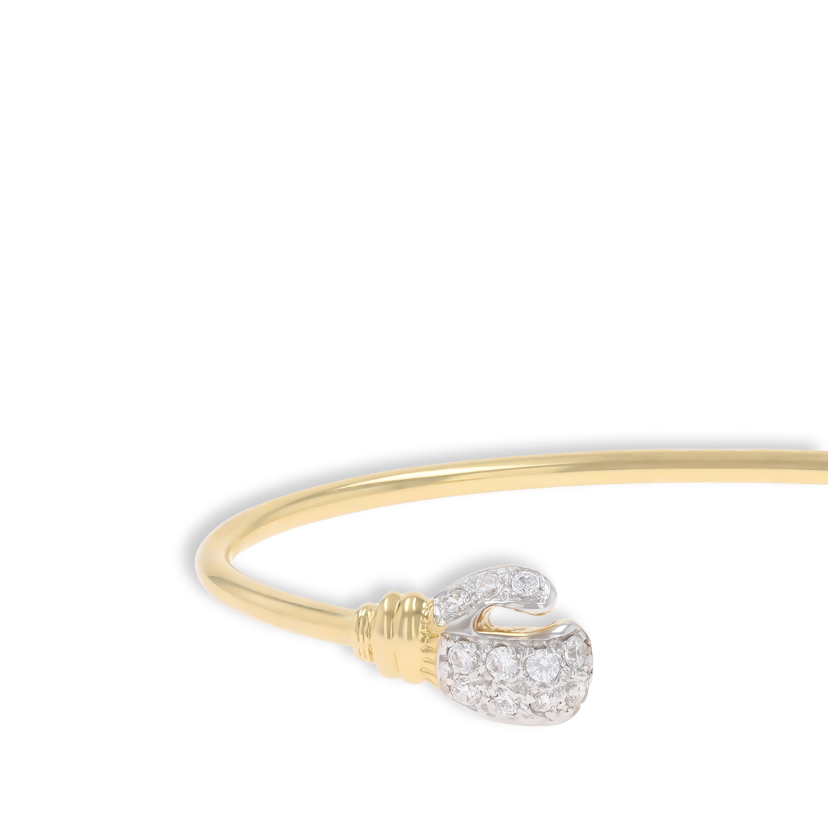 9ct Yellow Gold Cubic Zirconia Boxing Gloves Solid Torque Baby Bangle