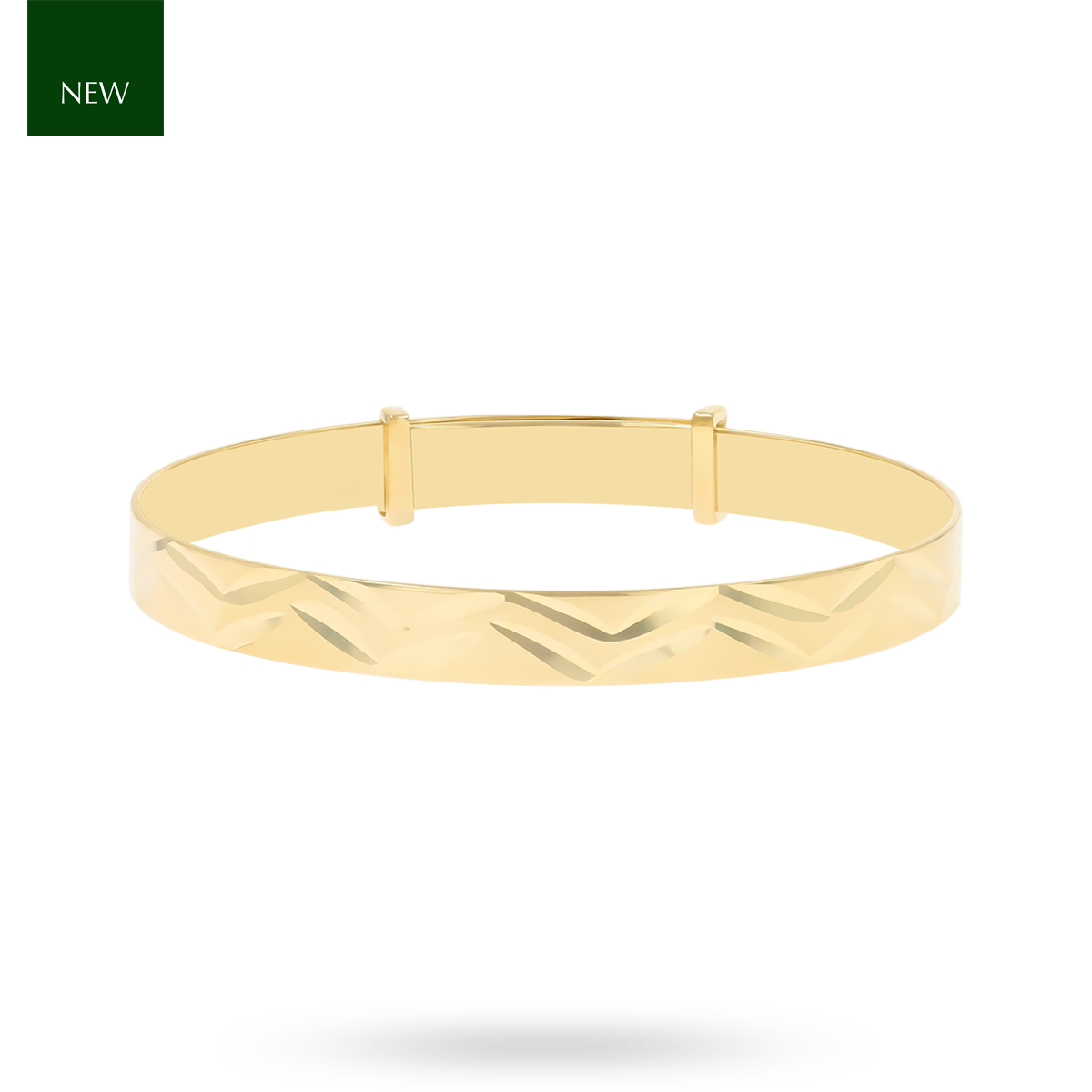 9ct Yellow Gold 5mm Diamond Cut Expandable Baby Bangle