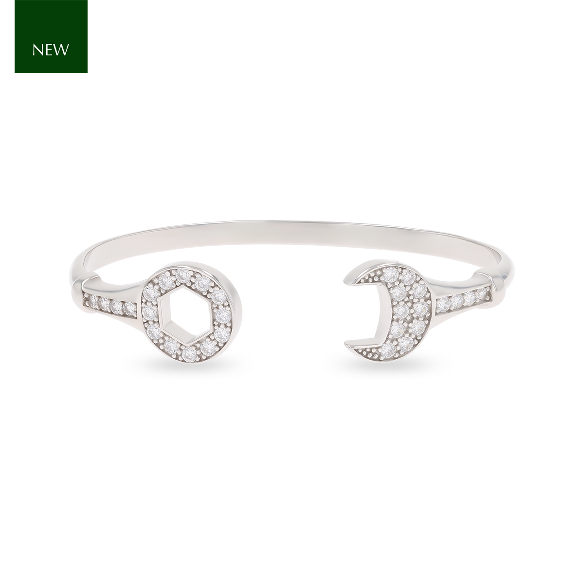 Sterling Silver Cubic Zirconia Spanner Torque Baby Bangle
