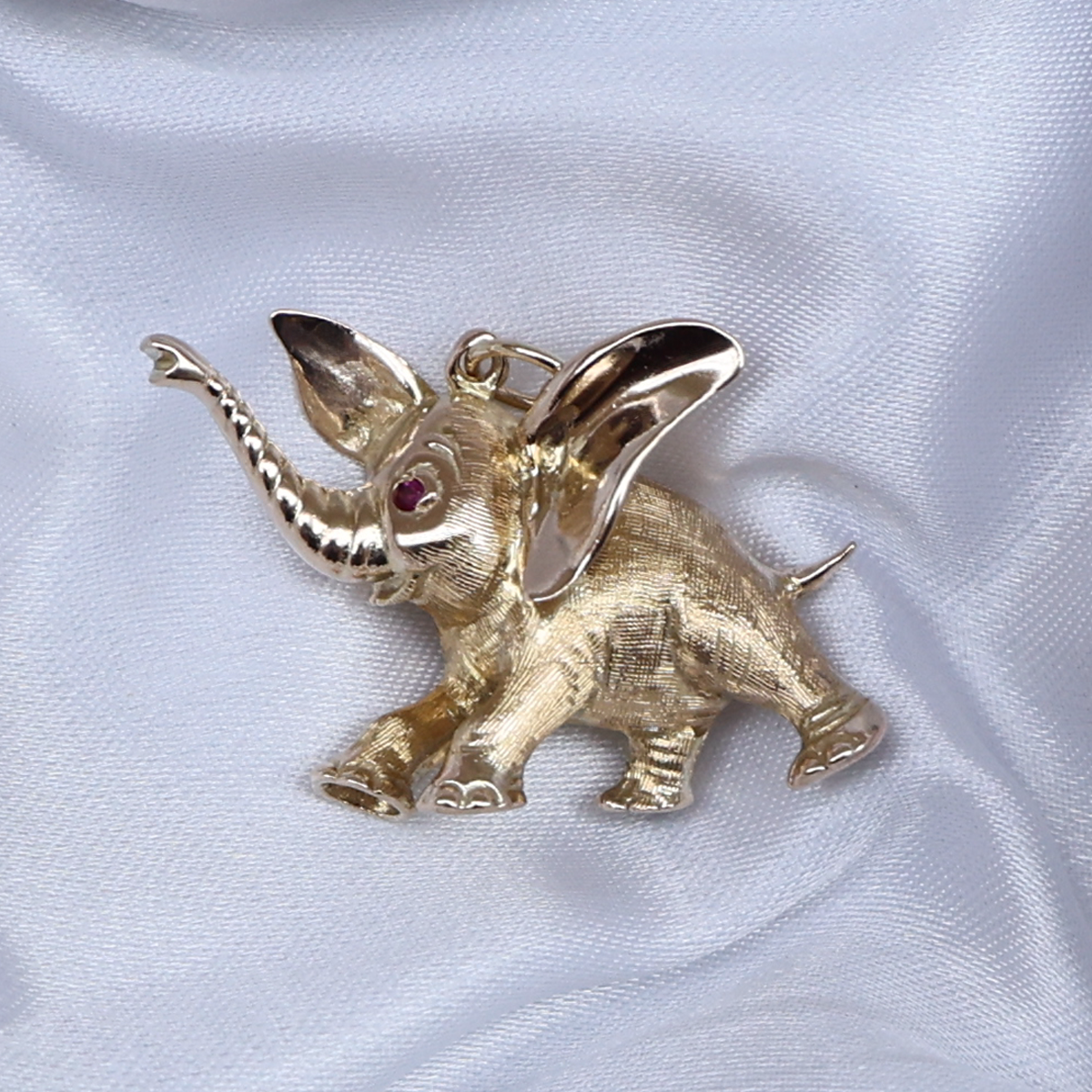 9ct Yellow Gold Elephant Charm With Ruby Eye By Georg Jensen