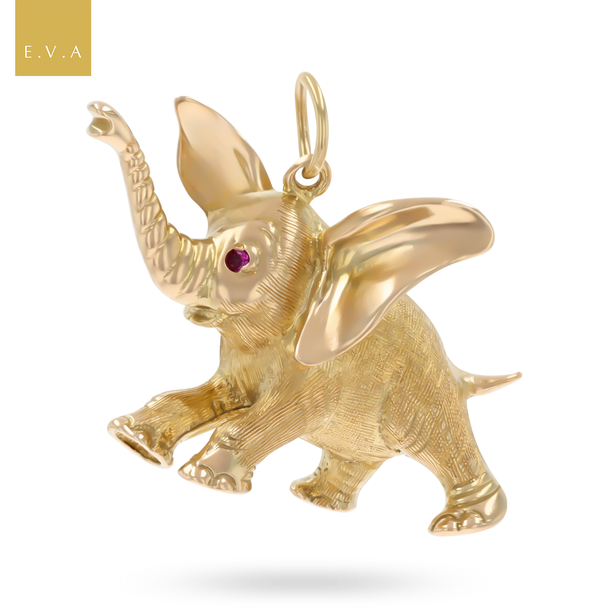 9ct Yellow Gold Elephant Charm With Ruby Eye By Georg Jensen