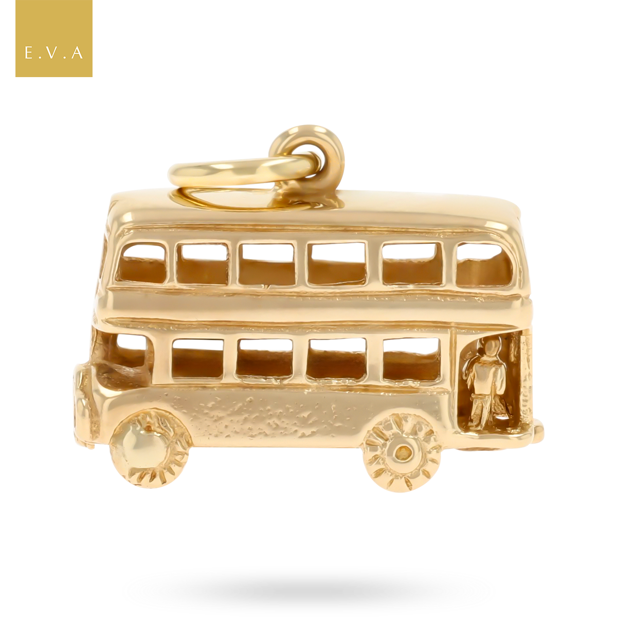 9ct Yellow Gold Double Decker Bus Opening Charm