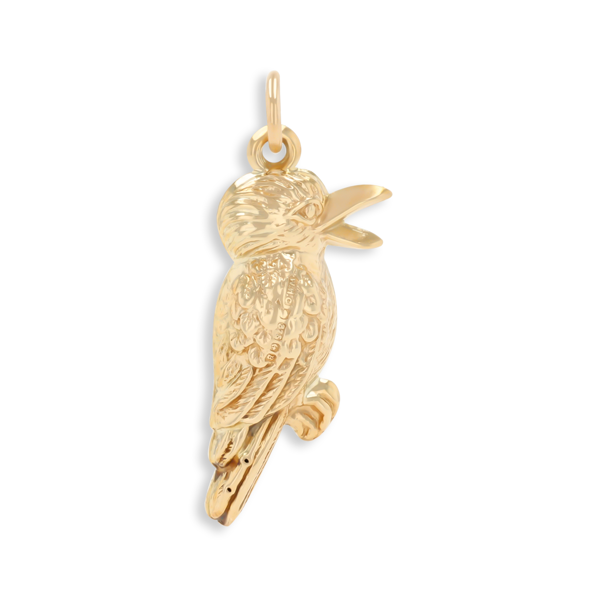 9ct Yellow Gold Hollow Kookaburra Bird Charm